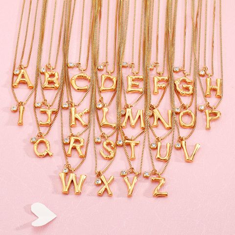 Titanium Steel 18K Gold Plated Simple Style Commute Patchwork Letter Necklace