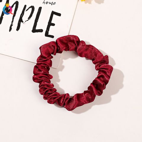 Simple Style Solid Color Rubber Band Satin Pleated Hair Tie 1 Piece
