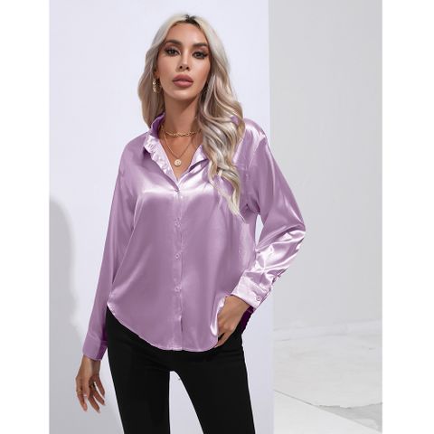 Women's Blouse Long Sleeve Blouses Patchwork Casual Solid Color