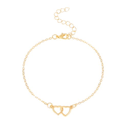 Wholesale Jewelry Simple Style Heart Shape Alloy 14k Gold Plated Anklet