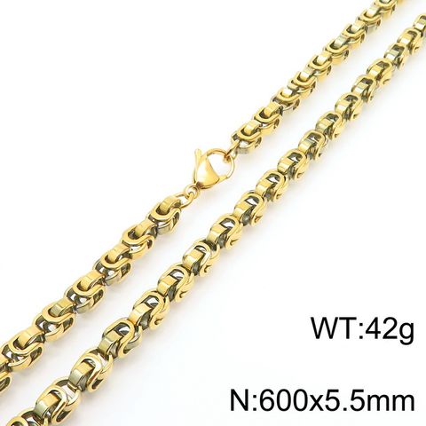 Hip-Hop Rock Solid Color Titanium Steel Patchwork 18K Gold Plated Men'S Necklace