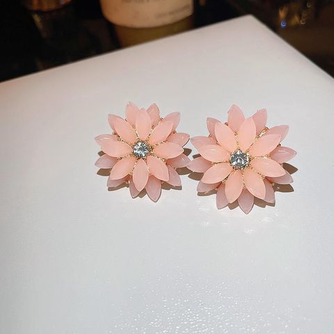 Retro Sweet Water Droplets Heart Shape Flower Alloy Enamel Plating Inlay Artificial Gemstones Pearl Women's Drop Earrings