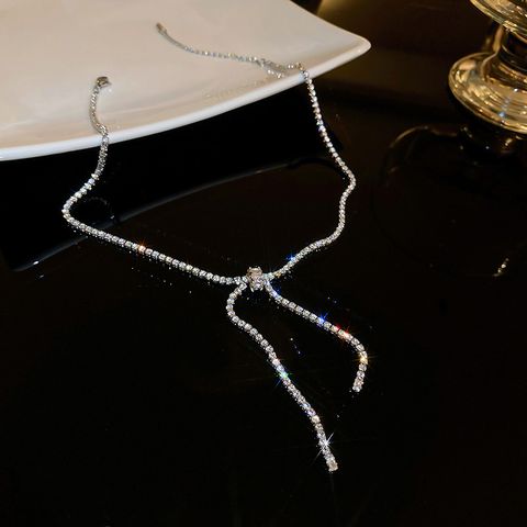 Simple Style Fruit Heart Shape Bow Knot Alloy Titanium Steel Plating Inlay Zircon Women's Pendant Necklace