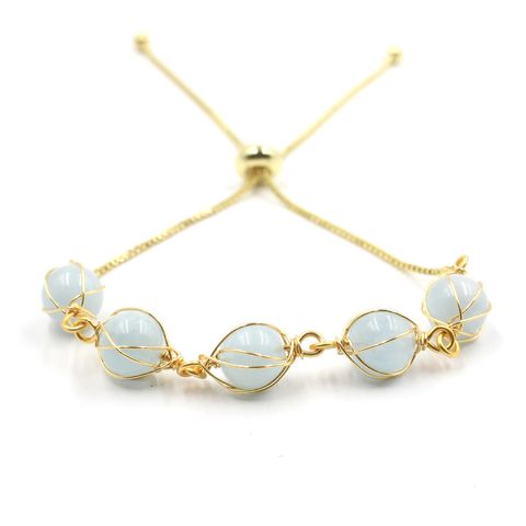 Simple Style Round Artificial Crystal Handmade Women's Bracelets