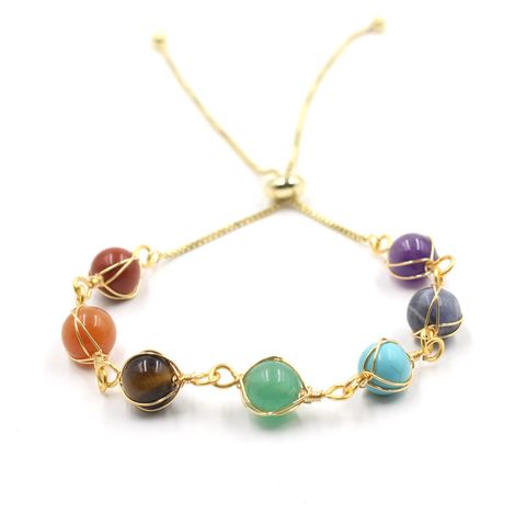 Simple Style Round Artificial Crystal Handmade Women's Bracelets