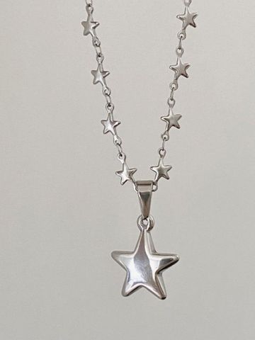 Y2k Simple Style Star Titanium Steel Patchwork Pendant Necklace