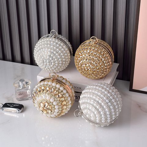 Pu Leather Solid Color Round Evening Bags