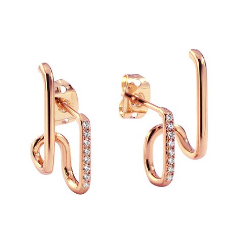 Retro Geometric Copper Earrings Artificial Rhinestones Copper Earrings