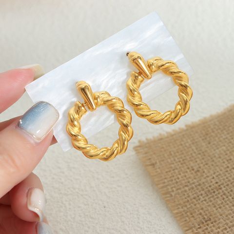 1 Pair Casual Vacation Twist Plating Titanium Steel 18k Gold Plated Drop Earrings