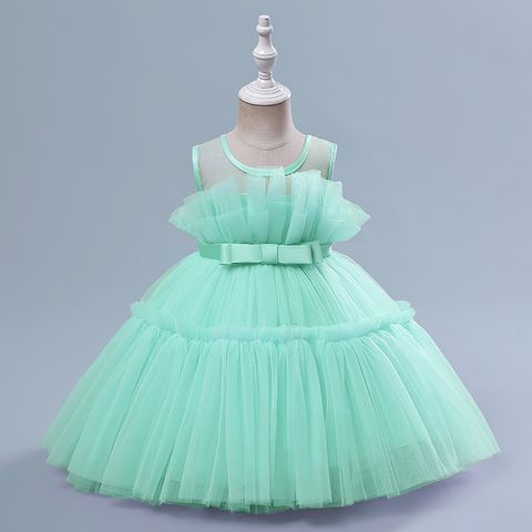 Elegante Princesa Romántico Color Sólido Poliéster Vestidos Para Niñas