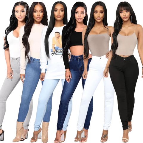 Women's Daily Streetwear Solid Color Full Length Washed Jeans