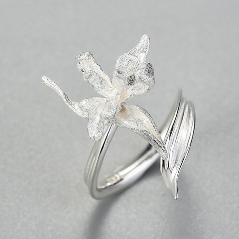 Wholesale Elegant Flower Sterling Silver Plating Open Ring