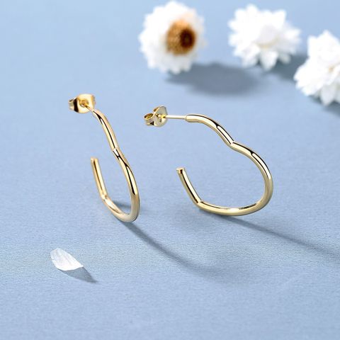 1 Pair Cute Romantic Heart Shape Polishing Plating Titanium Steel 18k Gold Plated Earrings