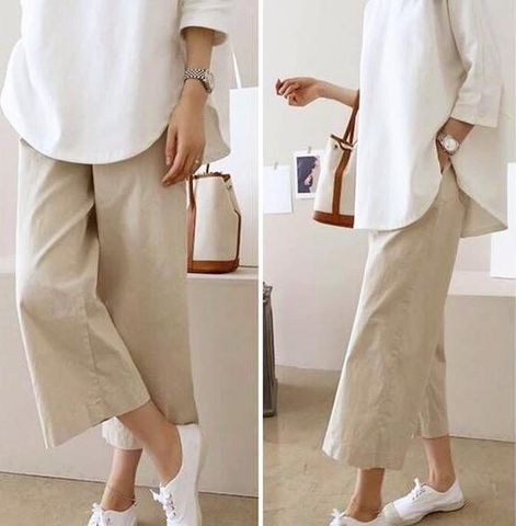 Women's Daily Casual Solid Color Ankle-length Casual Pants