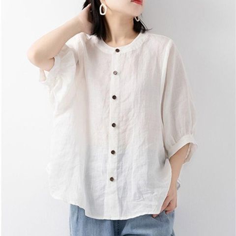 Women's Blouse Short Sleeve Blouses Casual Classic Style Solid Color