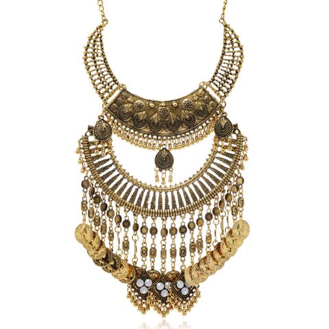 Retro Ethnic Style Tassel Coin Alloy Plating Women's Necklace