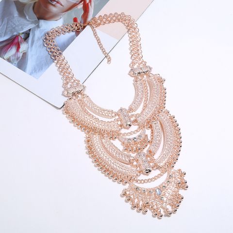 Retro Ethnic Style Solid Color Alloy Plating Inlay Rhinestones Women's Necklace