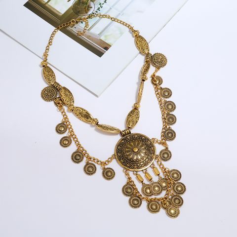 Retro Ethnic Style Round Alloy Plating Women's Long Necklace Necklace