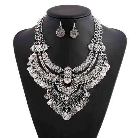 Retro Ethnic Style Solid Color Resin Alloy Wholesale Earrings Necklace
