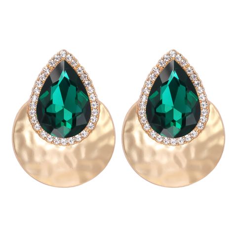 Elegant Luxurious Water Droplets Alloy Plating Inlay Glass Stone Women's Ear Studs