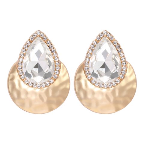 Elegant Luxurious Water Droplets Alloy Plating Inlay Glass Stone Women's Ear Studs