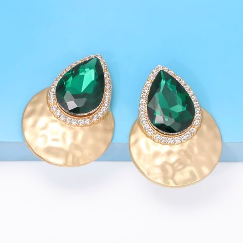 Elegant Luxurious Water Droplets Alloy Plating Inlay Glass Stone Women's Ear Studs