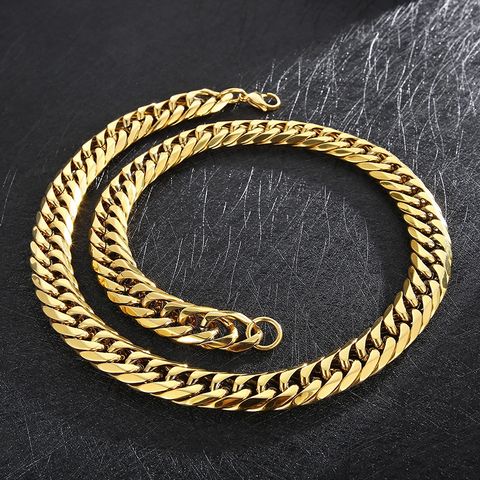 Stainless Steel 18K Gold Plated Hip-Hop Rock Patchwork Solid Color Bracelets Necklace