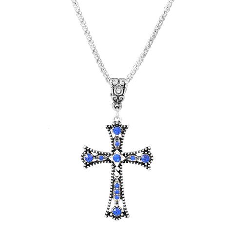Gothic Vintage Style Cross Alloy Plating Inlay Zircon 14k Gold Plated Unisex Pendant Necklace