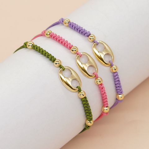 Casual Simple Style Oval Rope Copper Knitting Hollow Out Unisex Bracelets