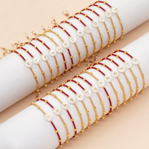 Handmade Letter Imitation Pearl Glass Shell Beaded Unisex Bracelets