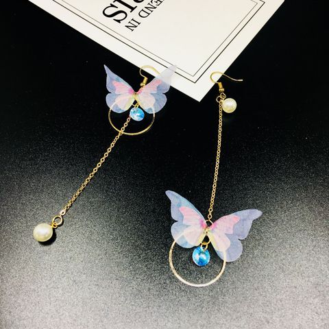 1 Pair Elegant Butterfly Plating Metal Drop Earrings