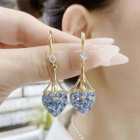 1 Pair Elegant Luxurious Geometric Inlay Alloy Artificial Pearls Rhinestones Opal Drop Earrings