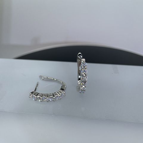 Simple Style Shiny U Shape Sterling Silver Moissanite Earrings In Bulk