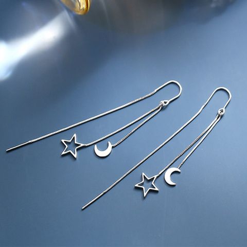1 Pair Streetwear Star Moon Plating Metal Earrings