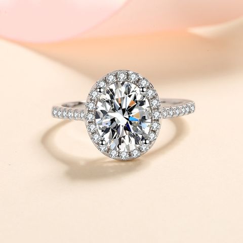 Luxurious Oval Sterling Silver Moissanite Zircon Rings In Bulk