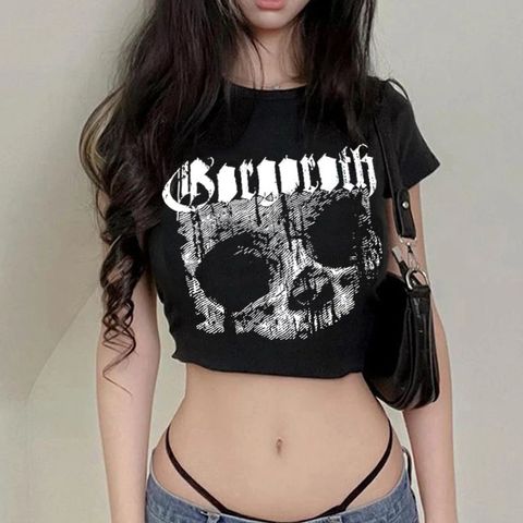 Women's T-shirt Short Sleeve T-shirts Punk Skull
