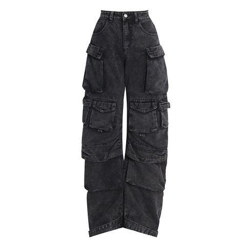 Women's Street Streetwear Solid Color Full Length Pocket Casual Pants Cargo Pants