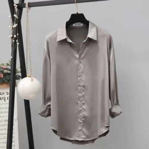 Women's Blouse Long Sleeve Blouses Front Button Casual Simple Solid Color