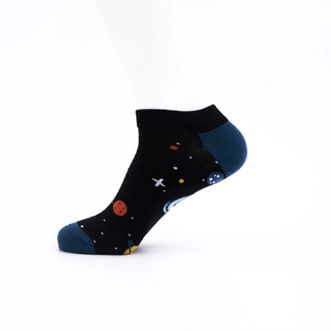 Men's Casual Color Block Cotton Printing Ankle Socks A Pair