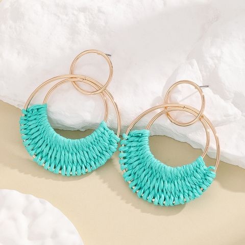 1 Pair Vacation Solid Color Braid Iron Drop Earrings