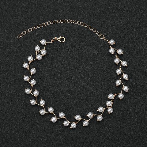 Simple Style Solid Color Imitation Pearl Women's Choker