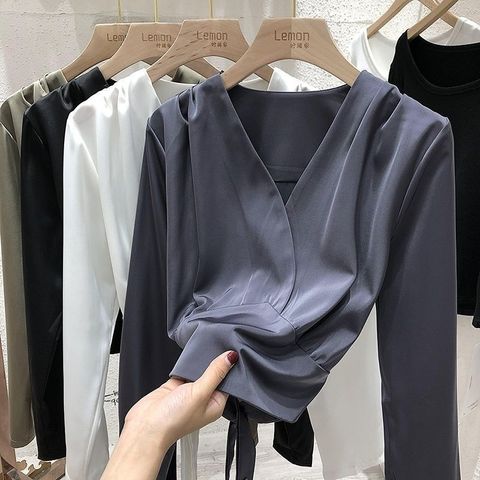 Women's Blouse Long Sleeve Blouses Casual Simple Style Simple Solid Color