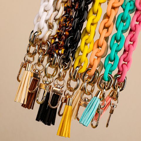 Simple Style Solid Color Arylic Plating Unisex Bag Pendant Keychain
