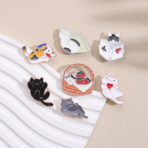 Cute Animal Cat Alloy Plating Unisex Brooches