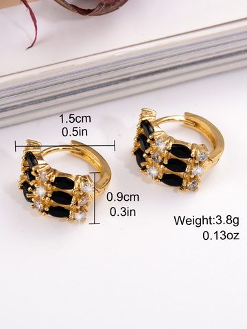 1 Pair Casual Vintage Style Circle Plating Inlay Copper Zircon 18k Gold Plated Earrings