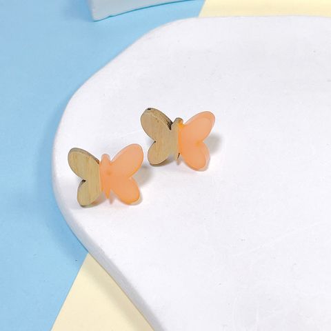 1 Pair Sweet Butterfly Wood Resin Ear Studs