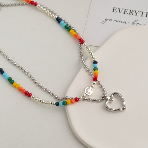 Cute Sweet Clouds Star Heart Shape Gravel Titanium Steel Beaded Pendant Necklace