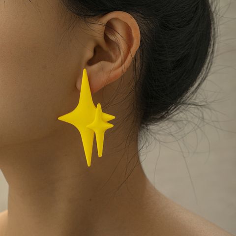 1 Pair Casual Star Stoving Varnish Resin Ear Studs