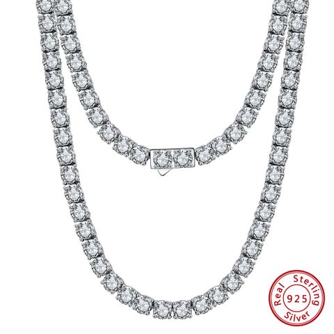 Classic Style Solid Color Sterling Silver Plating Inlay Zircon Necklace