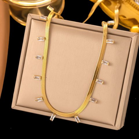 Wholesale Ins Style Round Titanium Steel Plating Inlay Zircon Bracelets Necklace